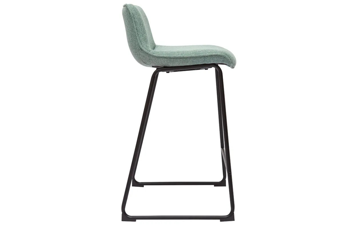 Miliboo Barhocker in blassgrünem Stoff mit Samteffekt und Metallfuß H65 cm (2er-Set) BOOST* Barhocker