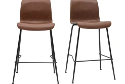 Miliboo Barhocker in braunem Antik-Look und schwarzes Metall H65 cm (2er Set) HAROLD* Barhocker