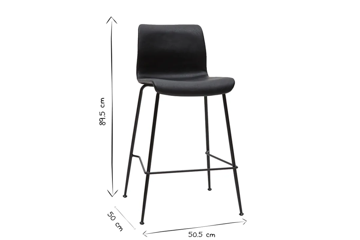 Miliboo Barhocker in braunem Antik-Look und schwarzes Metall H65 cm (2er Set) HAROLD* Barhocker