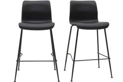 Miliboo Barhocker in schwarzem Antik-Look und schwarzes Metall H65 cm (2er Set) HAROLD* Barhocker