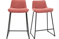 Miliboo Barhocker in Terracotta mit Samteffekt-Stoff und Metall H65 cm (2er-Set) BOOST* Barhocker