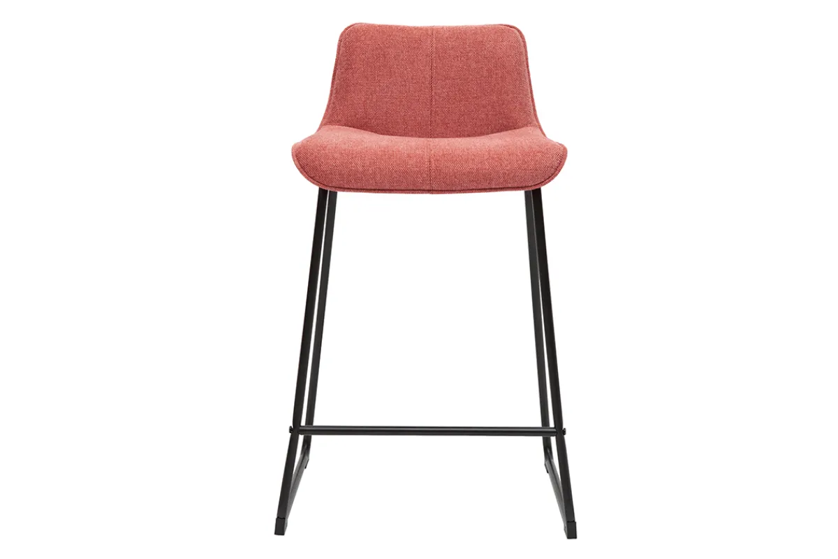 Miliboo Barhocker in Terracotta mit Samteffekt-Stoff und Metall H65 cm (2er-Set) BOOST* Barhocker