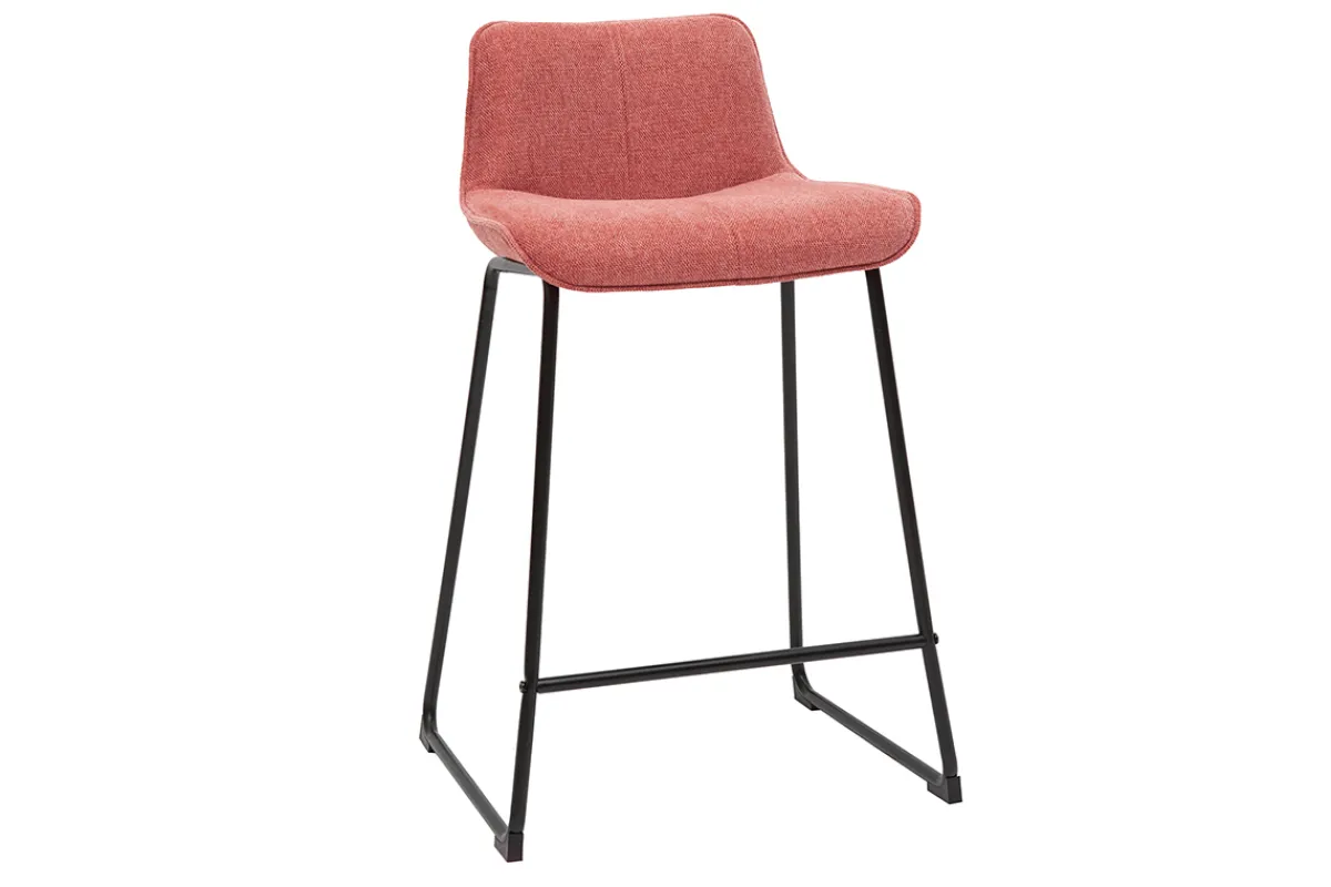 Miliboo Barhocker in Terracotta mit Samteffekt-Stoff und Metall H65 cm (2er-Set) BOOST* Barhocker