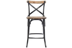 Miliboo Barhocker Industrie-Look aus Holz und Metall gealtert Schwarz 65 cm JAKE* Barhocker