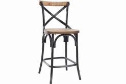 Miliboo Barhocker Industrie-Look aus Holz und Metall gealtert Schwarz 65 cm JAKE* Barhocker