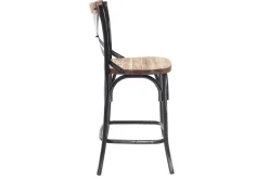 Miliboo Barhocker Industrie-Look aus Holz und Metall gealtert Schwarz 65 cm JAKE* Barhocker