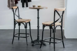 Miliboo Barhocker Industrie-Look aus Holz und Metall gealtert Schwarz 65 cm JAKE* Barhocker