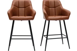 Miliboo Barhocker mit braun gepolsterter Sitzfläche und schwarzem Metall H65 cm (2er-Set) MONTERO* Barhocker