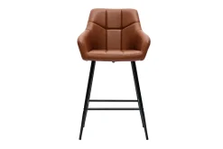 Miliboo Barhocker mit braun gepolsterter Sitzfläche und schwarzem Metall H65 cm (2er-Set) MONTERO* Barhocker