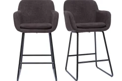 Miliboo Barhocker mit Samteffekt dunkelgrau H65 cm (2er-Set) AMIKA* Barhocker