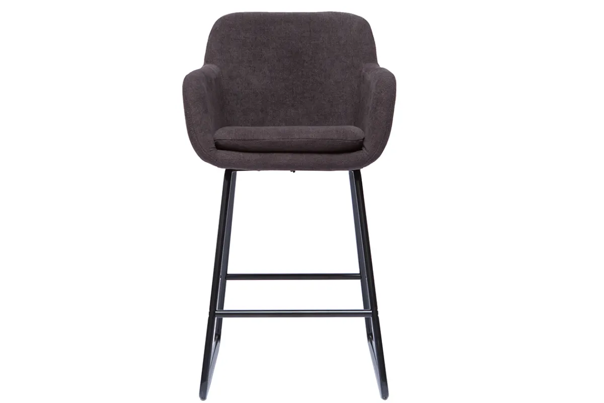 Miliboo Barhocker mit Samteffekt dunkelgrau H65 cm (2er-Set) AMIKA* Barhocker