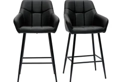 Miliboo Barhocker mit schwarz gepolsterter Sitzfläche und schwarzem Metall H65 cm (2er-Set) MONTERO* Barhocker