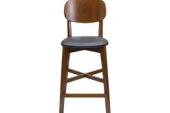 Miliboo Barhocker mit Walnuss-Finish und schwarzer Sitzfläche H 65 cm LUCIA* Barhocker