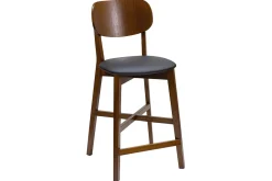 Miliboo Barhocker mit Walnuss-Finish und schwarzer Sitzfläche H 65 cm LUCIA* Barhocker