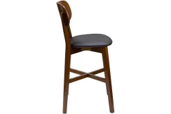 Miliboo Barhocker mit Walnuss-Finish und schwarzer Sitzfläche H 65 cm LUCIA* Barhocker