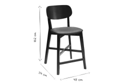 Miliboo Barhocker mit Walnuss-Finish und schwarzer Sitzfläche H 65 cm LUCIA* Barhocker