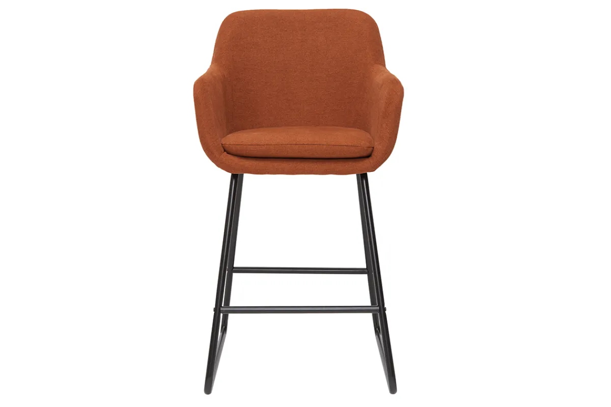 Miliboo Barhocker rostbrauner Stoff mit Samteffekt H65cm (2er-Set) AMIKA* Barhocker