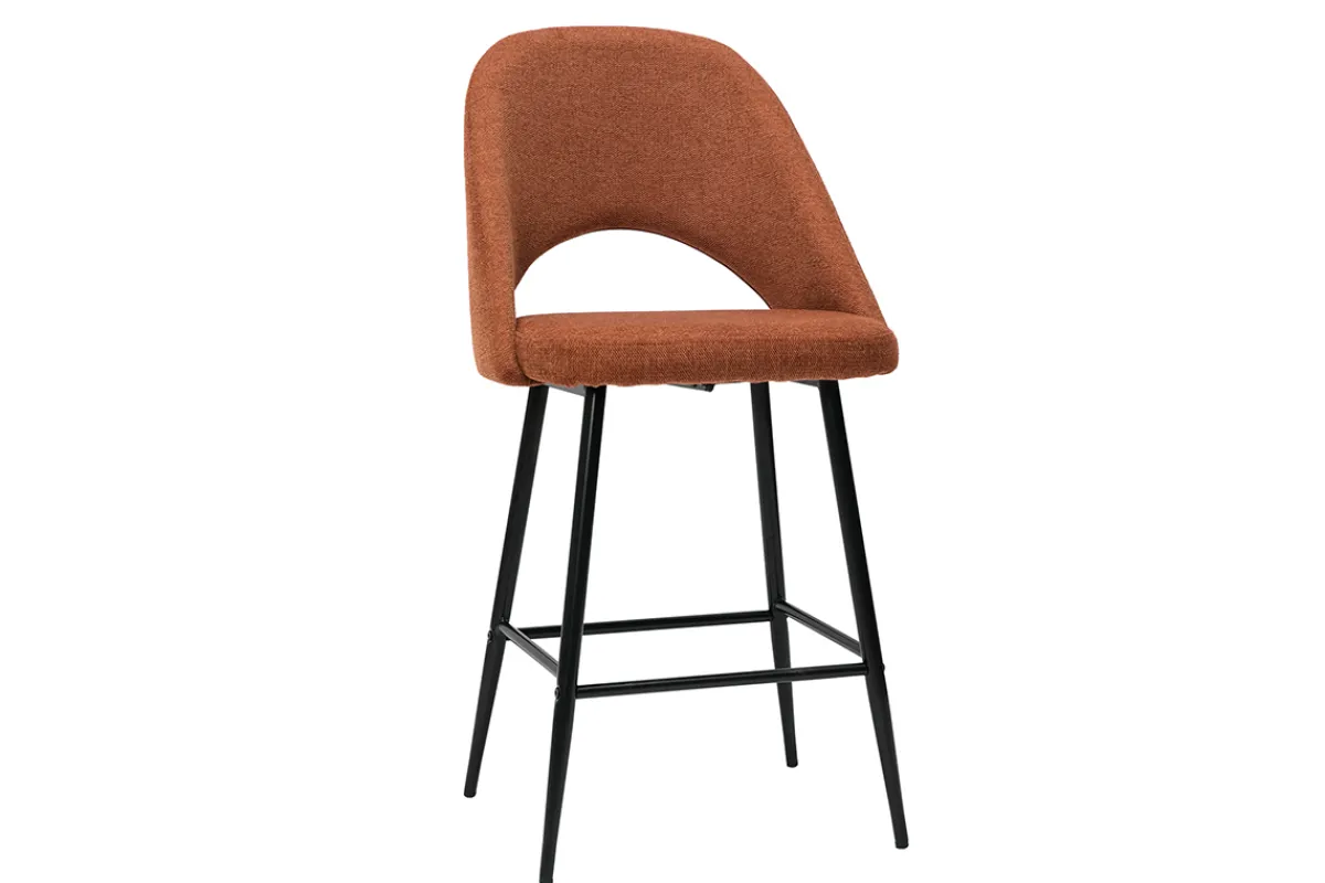 Miliboo Barhocker rostbrauner Stoff mit Samteffekt H65cm (2er-Set) COSETTE* Barhocker