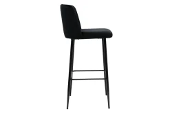 Miliboo Barhocker schwarzer Samt und Füße aus schwarzem Metall H75 cm MONTI* Barhocker