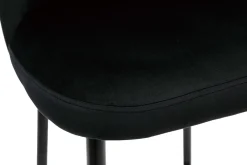 Miliboo Barhocker schwarzer Samt und Füße aus schwarzem Metall H75 cm MONTI* Barhocker