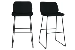 Miliboo Barhocker schwarzer Samt und Beine aus schwarzem Metall 65cm (2er-Set) KAOLY* Barhocker