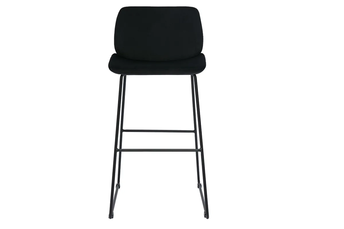 Miliboo Barhocker schwarzer Samt und Beine aus schwarzem Metall 65cm (2er-Set) KAOLY* Barhocker