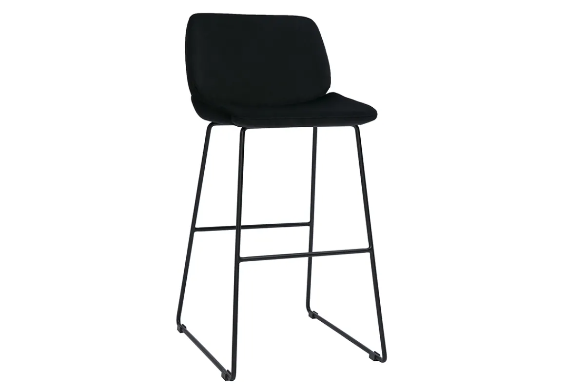 Miliboo Barhocker schwarzer Samt und Beine aus schwarzem Metall 65cm (2er-Set) KAOLY* Barhocker