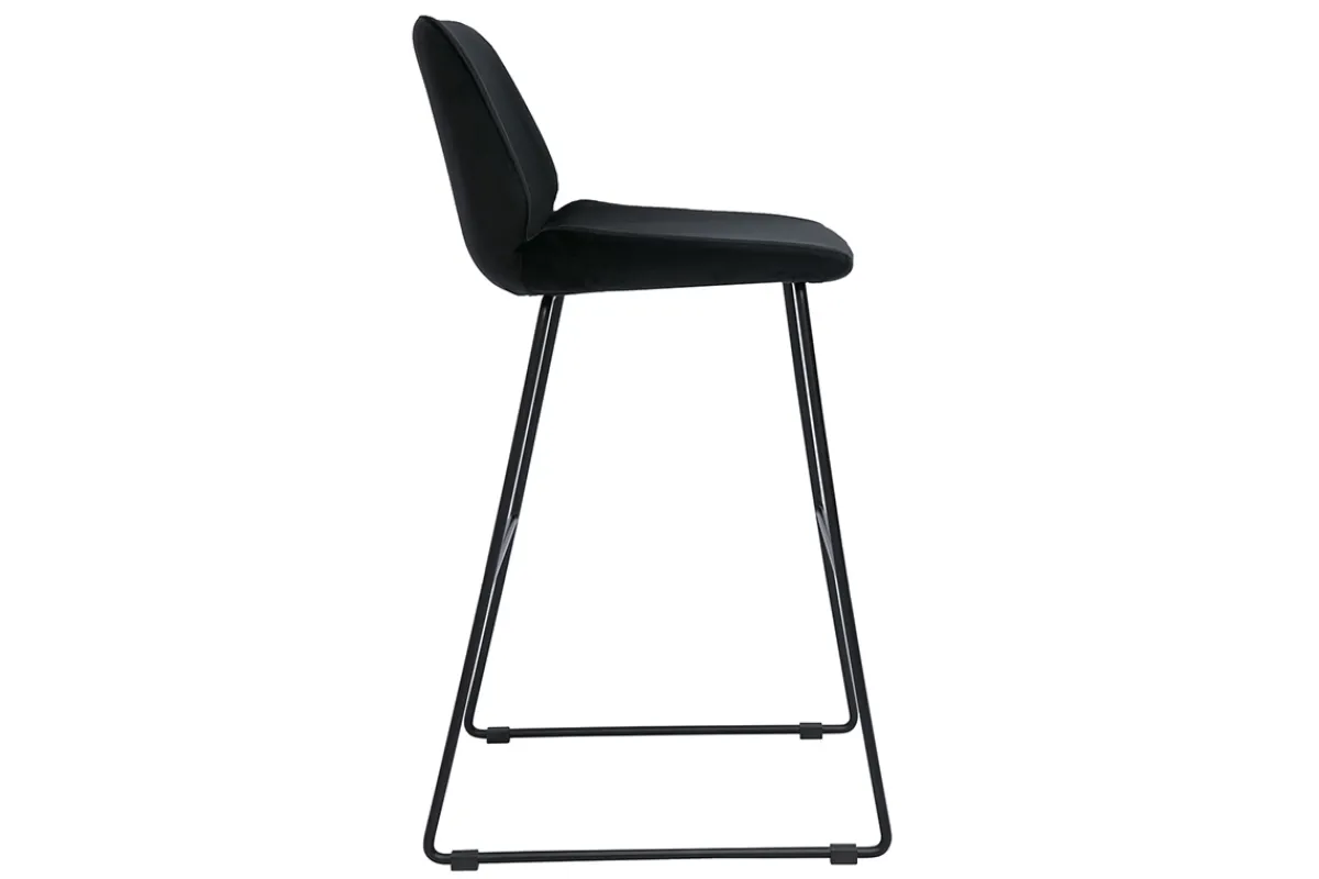 Miliboo Barhocker schwarzer Samt und Beine aus schwarzem Metall 65cm (2er-Set) KAOLY* Barhocker
