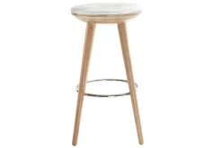 Miliboo Barhocker skandinavisch 65 cm PU Weiß Beine helles Holz NORDECO* Barhocker