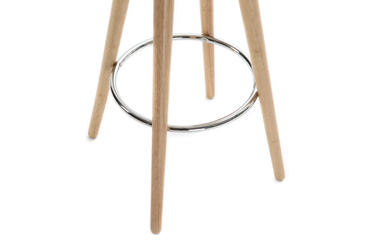 Miliboo Barhocker skandinavisch 65 cm PU Weiß Beine helles Holz NORDECO* Barhocker