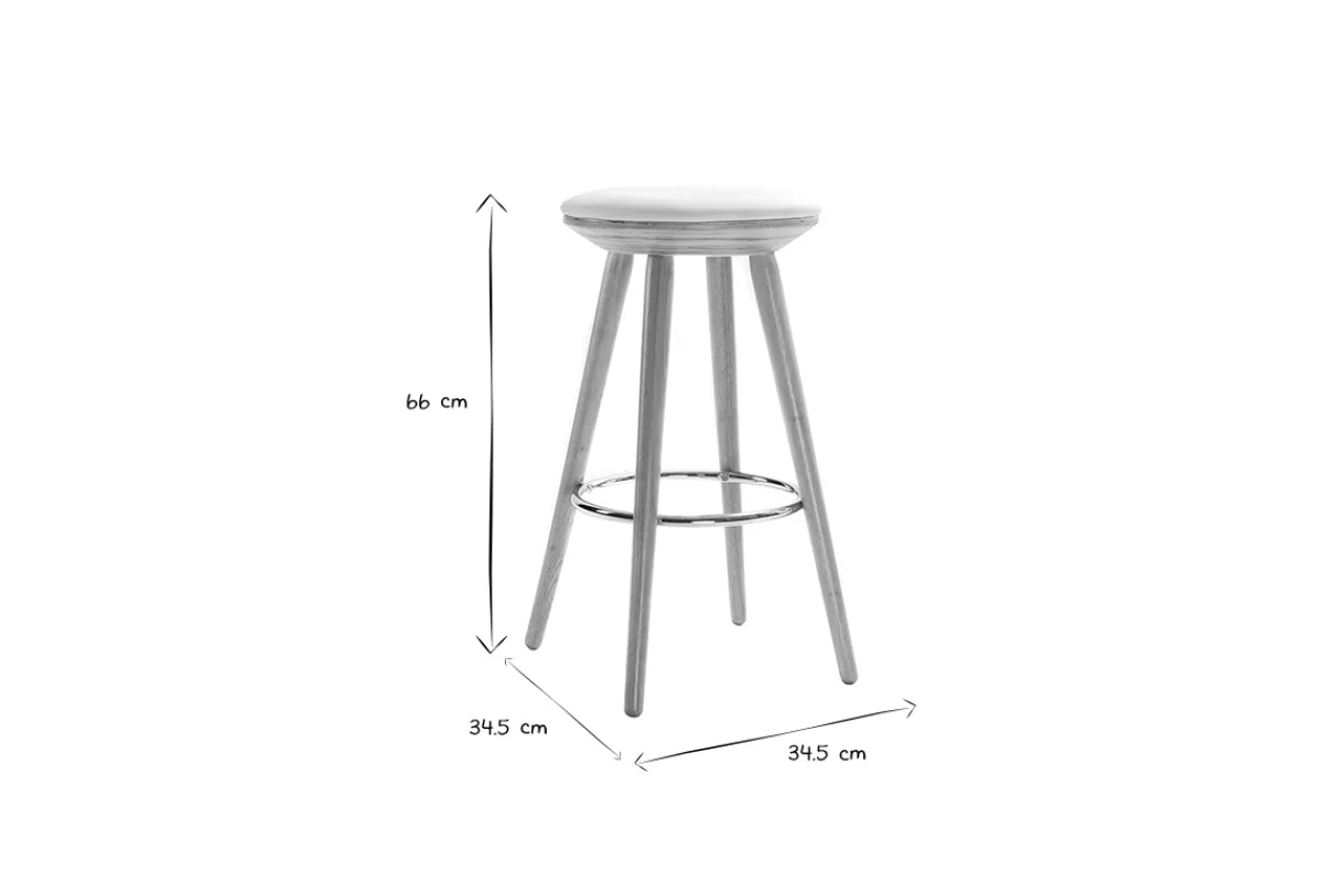 Miliboo Barhocker skandinavisch 65 cm PU Weiß Beine helles Holz NORDECO* Barhocker