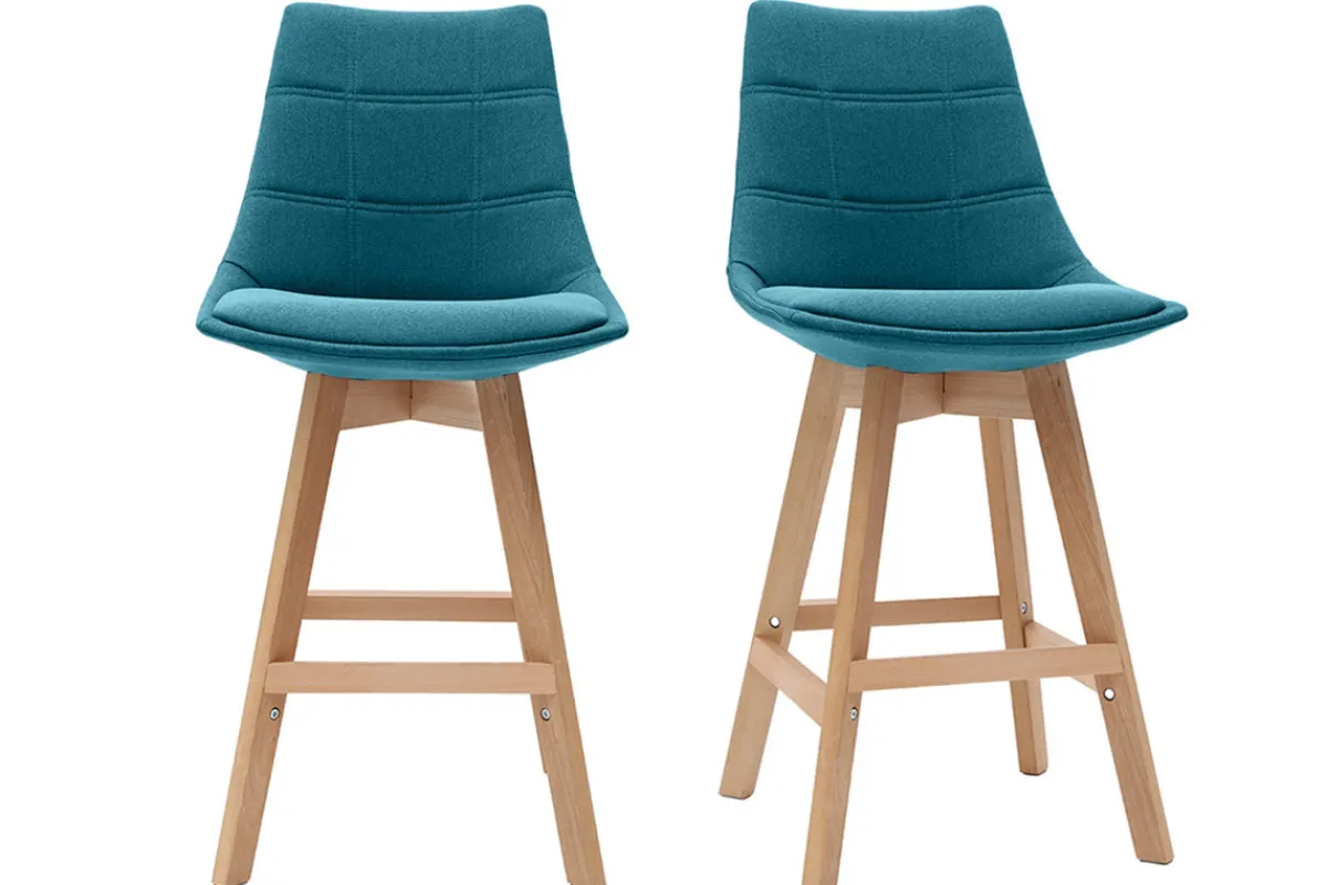 Miliboo Barhocker skandinavisch Blaugrün 65 cm (2er-Set) MATILDE* Barhocker