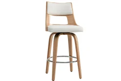 Miliboo Barhocker skandinavisch Weiß helles Holz GARBO* Barhocker