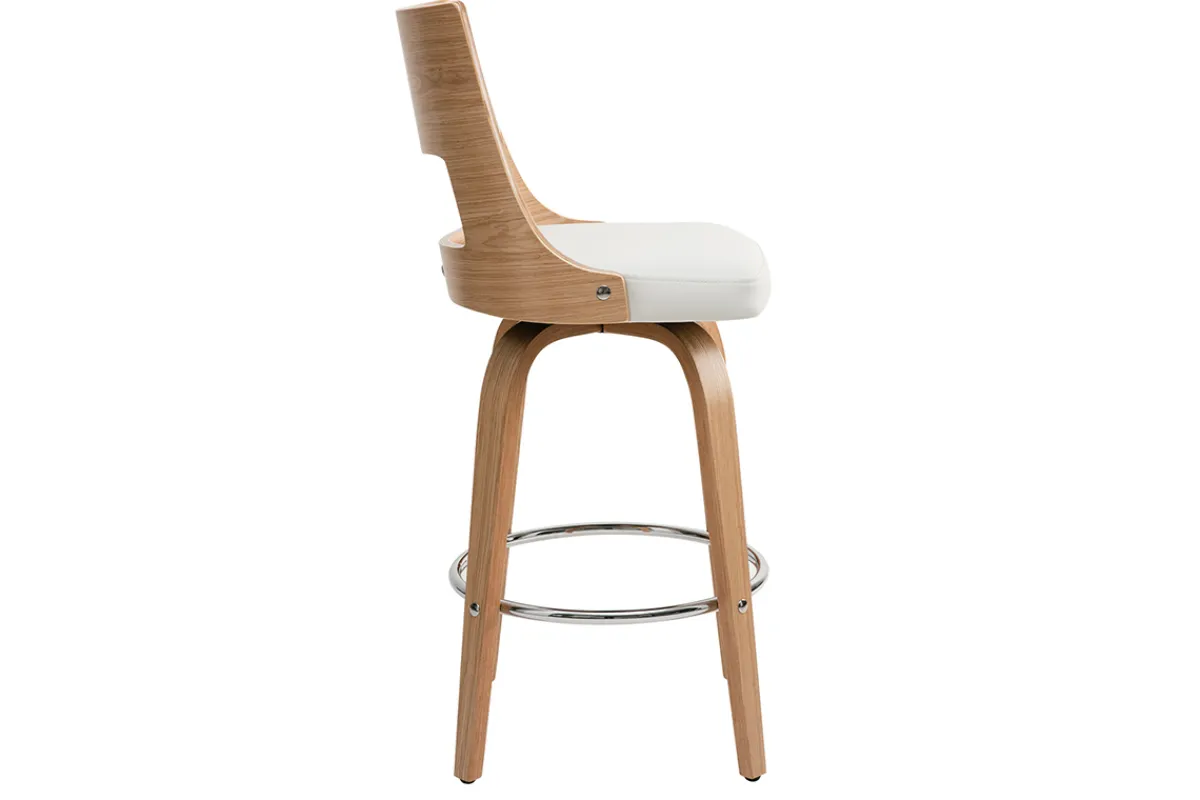 Miliboo Barhocker skandinavisch Weiß helles Holz GARBO* Barhocker
