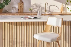 Miliboo Barhocker skandinavisch Weiß helles Holz GARBO* Barhocker