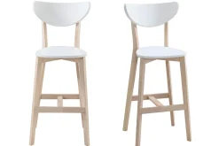 Miliboo Barhocker skandinavisch Weiß und Holz 75 cm 2er-Set LEENA* Barhocker
