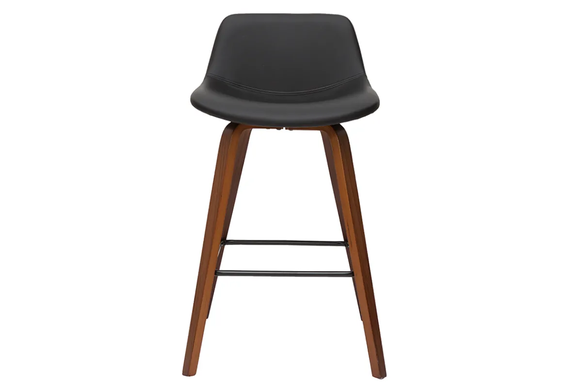 Miliboo Barhocker skandinavisches Design schwarz und Holz H65 cm (2er-Set) NONIE* Barhocker
