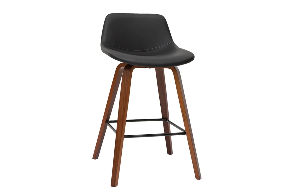 Miliboo Barhocker skandinavisches Design schwarz und Holz H65 cm (2er-Set) NONIE* Barhocker
