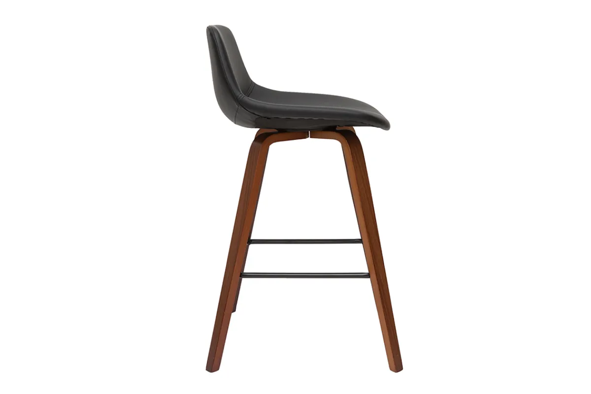 Miliboo Barhocker skandinavisches Design schwarz und Holz H65 cm (2er-Set) NONIE* Barhocker