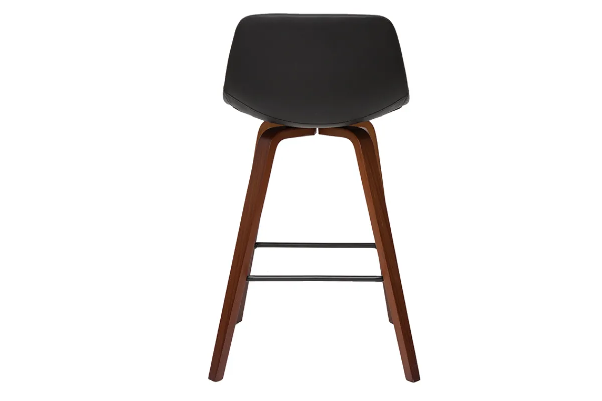 Miliboo Barhocker skandinavisches Design schwarz und Holz H65 cm (2er-Set) NONIE* Barhocker