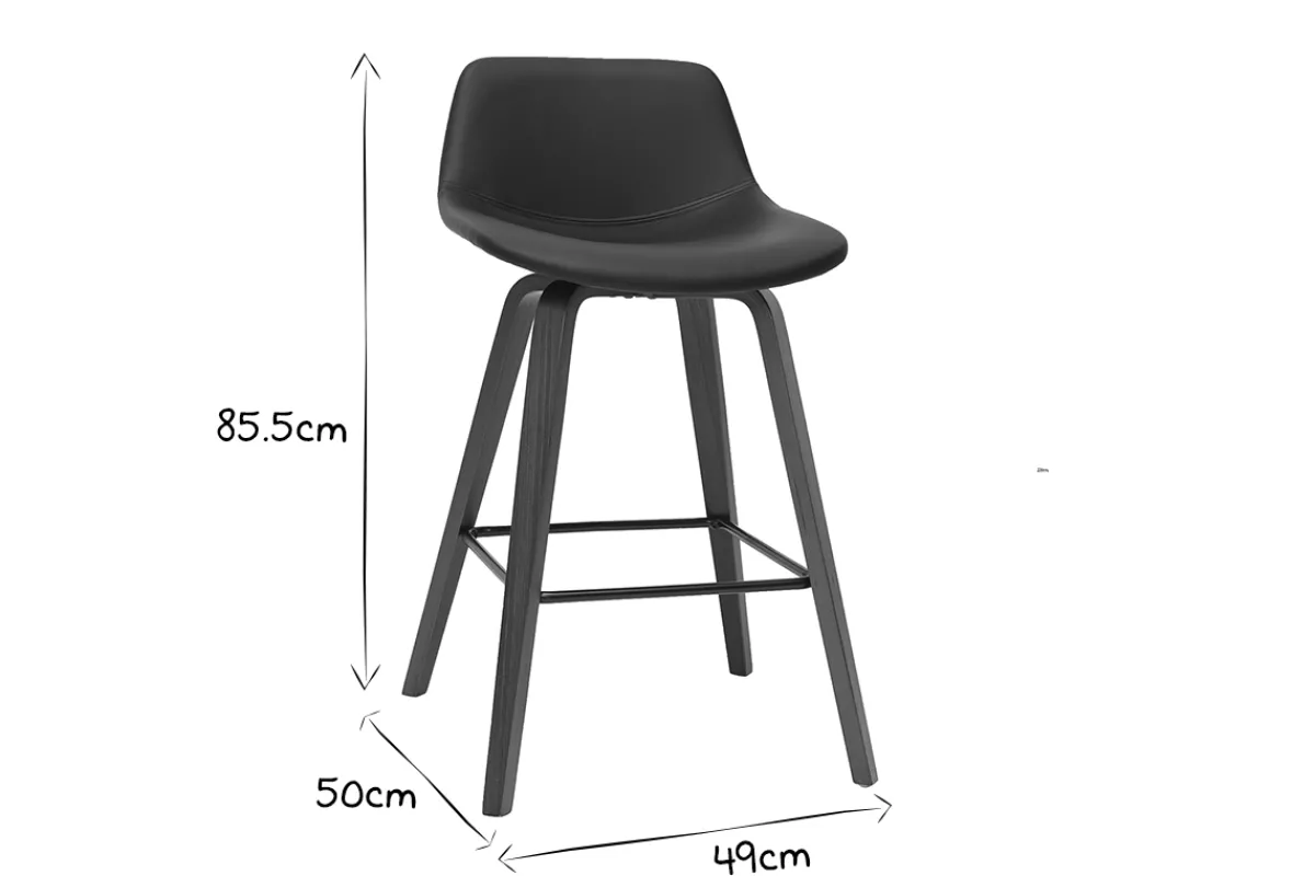 Miliboo Barhocker skandinavisches Design schwarz und Holz H65 cm (2er-Set) NONIE* Barhocker