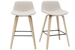 Miliboo Barhocker skandinavisches Design beige und Holz H65 cm (2er-Set) NONIE* Barhocker
