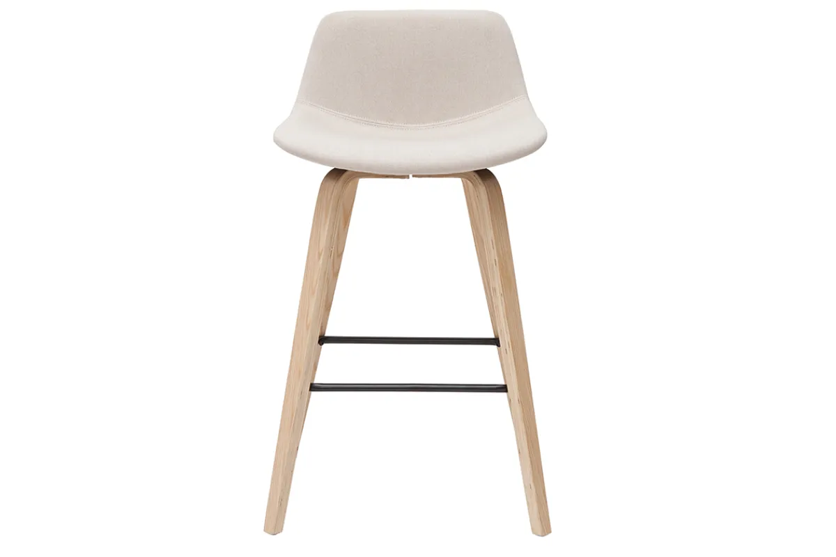 Miliboo Barhocker skandinavisches Design beige und Holz H65 cm (2er-Set) NONIE* Barhocker
