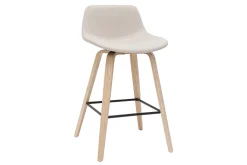 Miliboo Barhocker skandinavisches Design beige und Holz H65 cm (2er-Set) NONIE* Barhocker