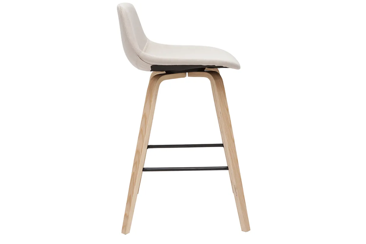 Miliboo Barhocker skandinavisches Design beige und Holz H65 cm (2er-Set) NONIE* Barhocker