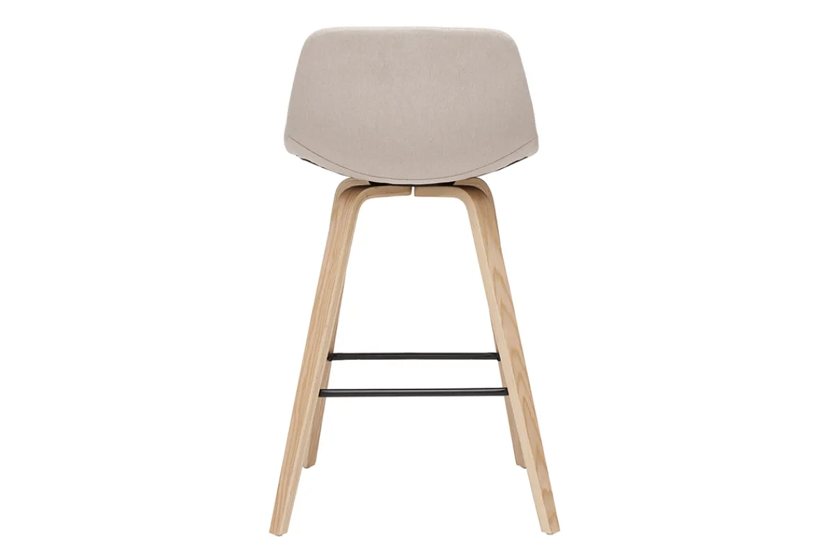 Miliboo Barhocker skandinavisches Design beige und Holz H65 cm (2er-Set) NONIE* Barhocker