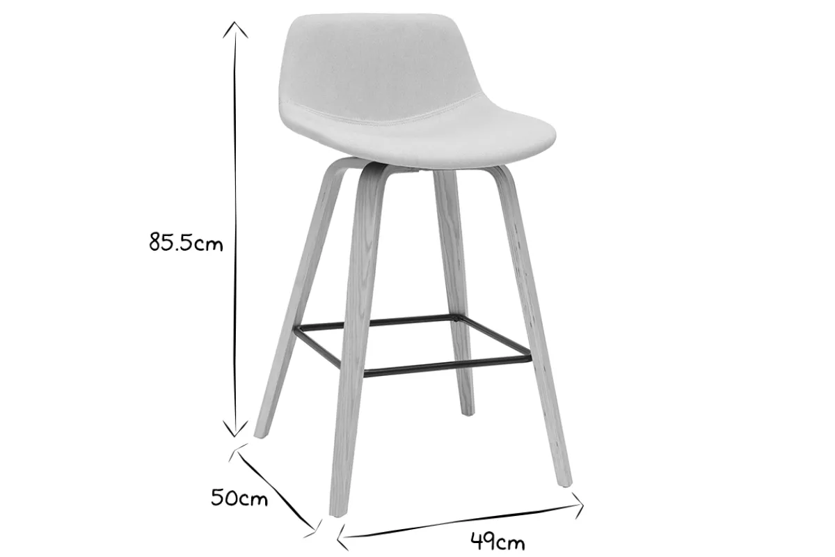 Miliboo Barhocker skandinavisches Design beige und Holz H65 cm (2er-Set) NONIE* Barhocker
