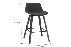 Miliboo Barhocker skandinavisches Design dunkelgrau und Holz H65 cm (2er-Set) NONIE* Barhocker