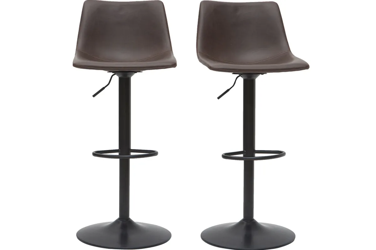Miliboo Barhocker Vintage PU braun 2er Set NEW ROCK* Barhocker