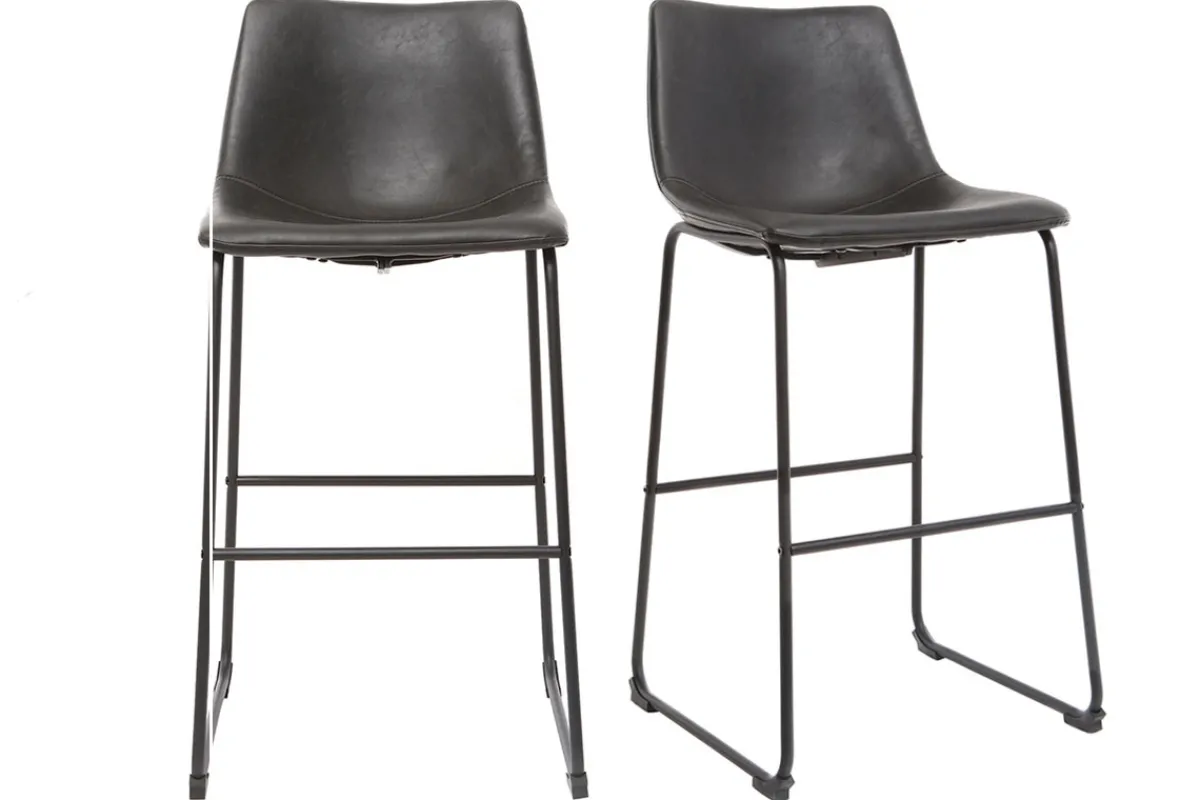 Miliboo Barhocker Vintage PU Schwarz 73 cm 2er Set NEW ROCK* Barhocker